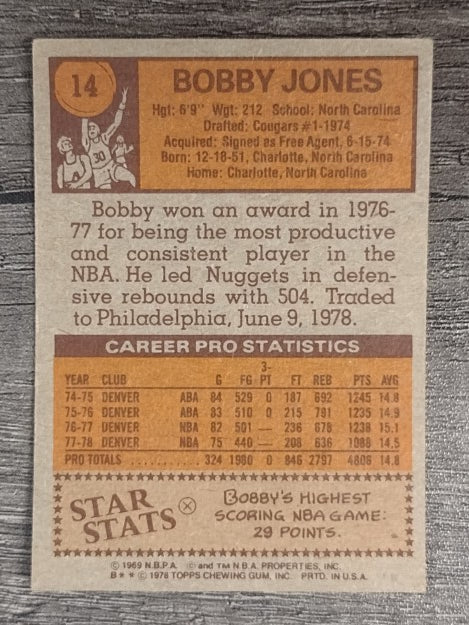 1978-79 Topps #14 Bobby Jones (VGEX)