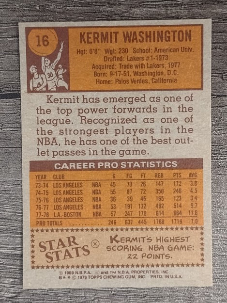 1978-79 Topps #16 Kermit Washington (NMMT)