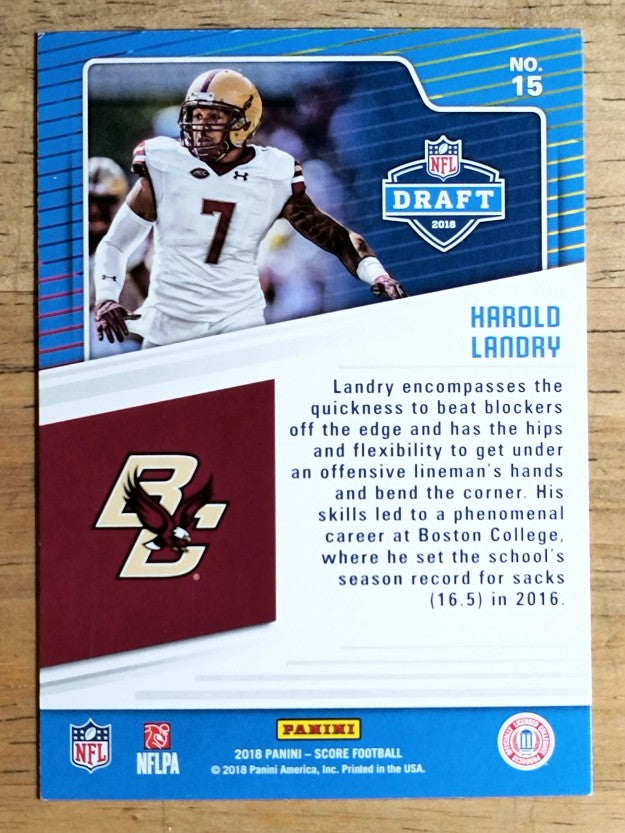2018 Score NFL Draft #15 Harold Landry