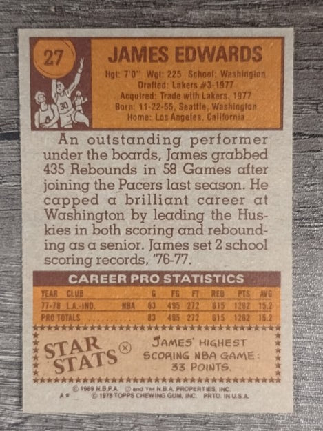 1978-79 Topps #27 James Edwards RC (EXMT)