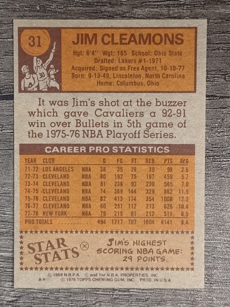 1978-79 Topps #31 Jim Cleamons (NM)