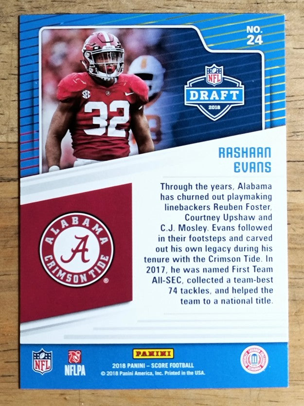 2018 Score NFL Draft #24 Rashaan Evans