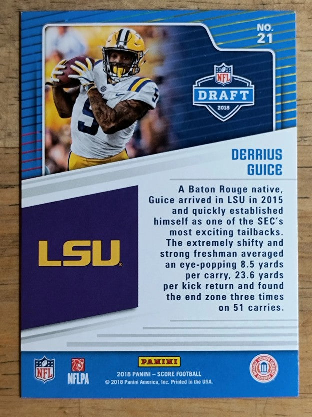 2018 Score NFL Draft #21 Derrius Guice