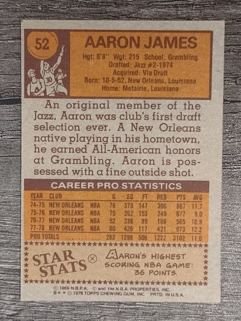 1978-79 Topps #52 Aaron James (EXMT)