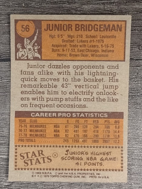 1978-79 Topps #56 Junior Bridgeman (VG)