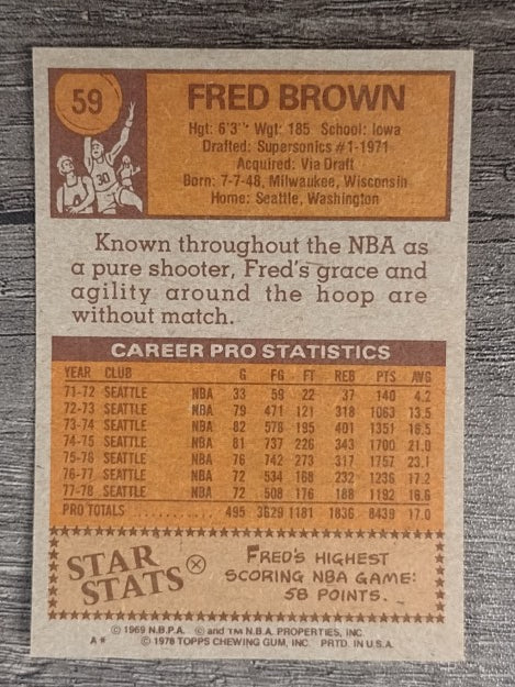 1978-79 Topps #59 Fred Brown (NM)