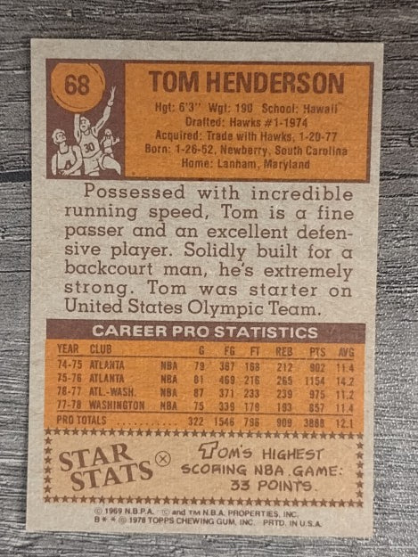 1978-79 Topps #68 Tom Henderson (EXMT)