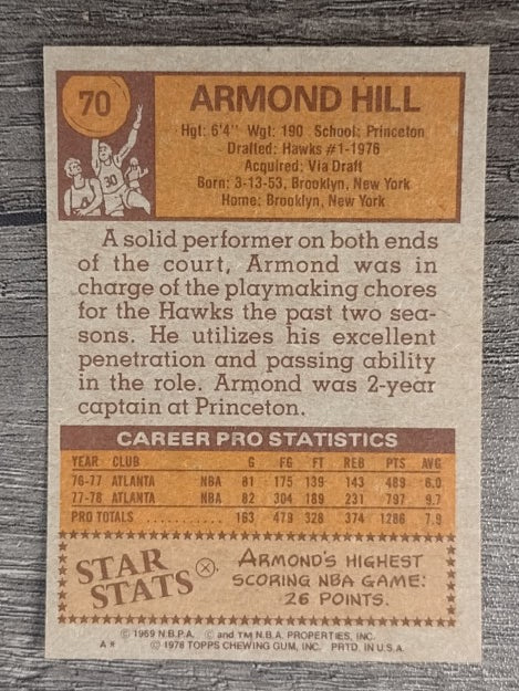 1978-79 Topps #70 Armond Hill RC (EXMT)