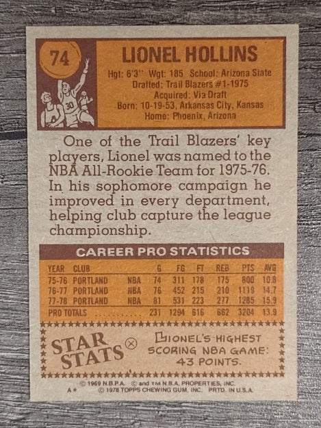 1978-79 Topps #74 Lionel Hollins (EX)