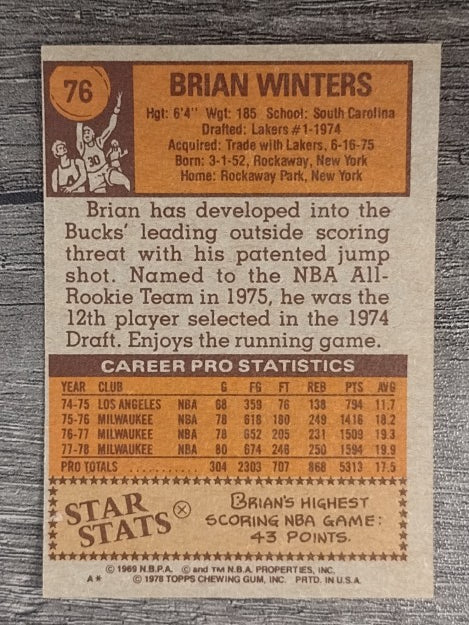 1978-79 Topps #76 Brian Winters (EXMT)