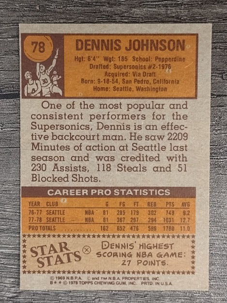 1978-79 Topps #78 Dennis Johnson RC (EXMT)