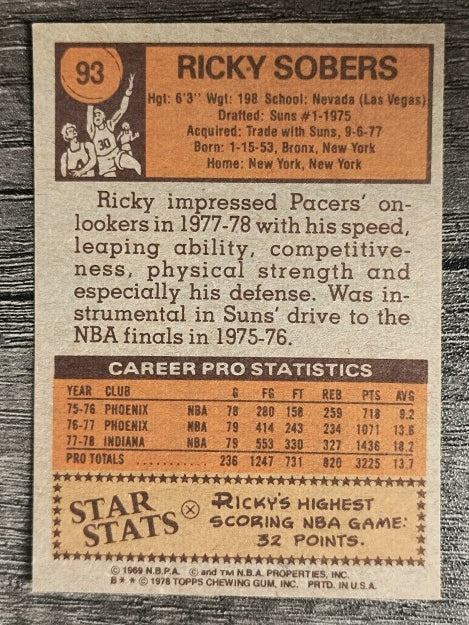 1978-79 Topps #93 Ricky Sobers (EXMT)