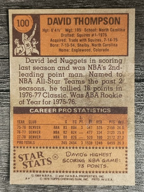 1978-79 Topps #100 David Thompson (VGEX)