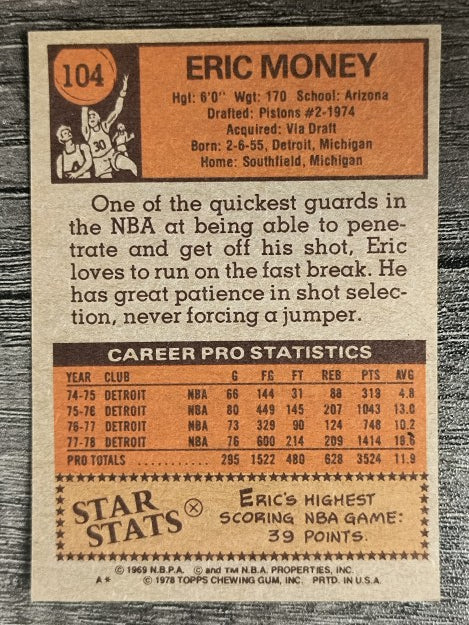 1978-79 Topps #104 Eric Money (EXMT)