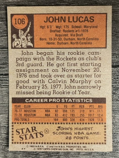 1978-79 Topps #106 John Lucas (EXMT)