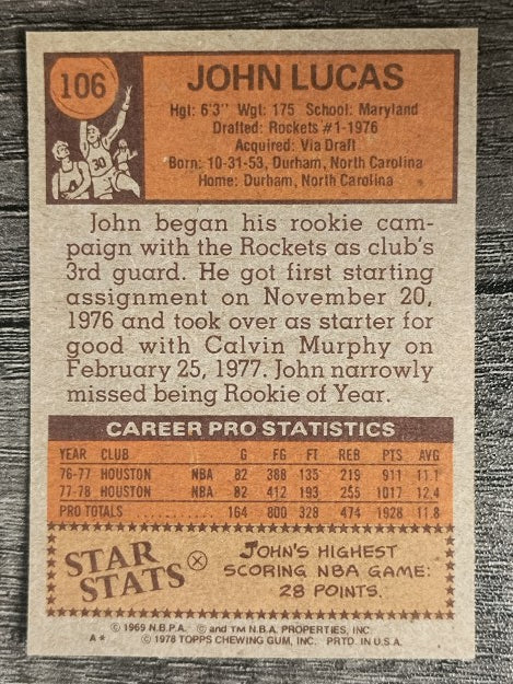 1978-79 Topps #106 John Lucas (EXMT)