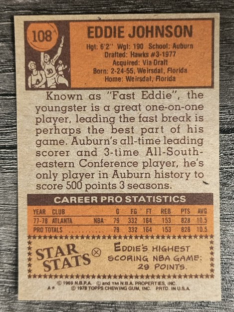 1978-79 Topps #108 Eddie Johnson RC (EX)