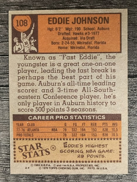 1978-79 Topps #108 Eddie Johnson RC (EXMT)