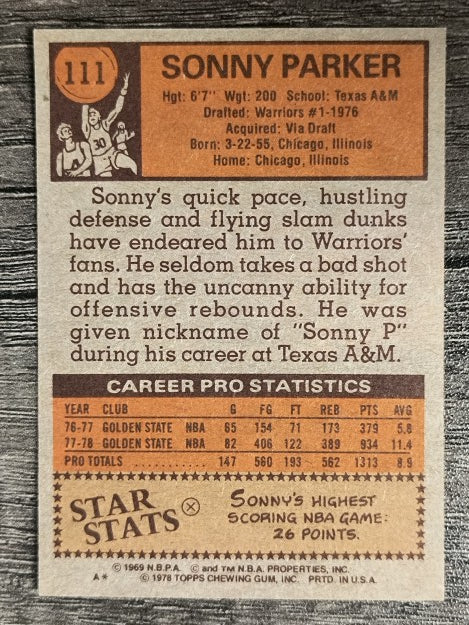 1978-79 Topps #111 Sonny Parker RC (NM)