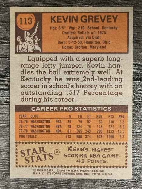 1978-79 Topps #113 Kevin Grevey (EXMT)
