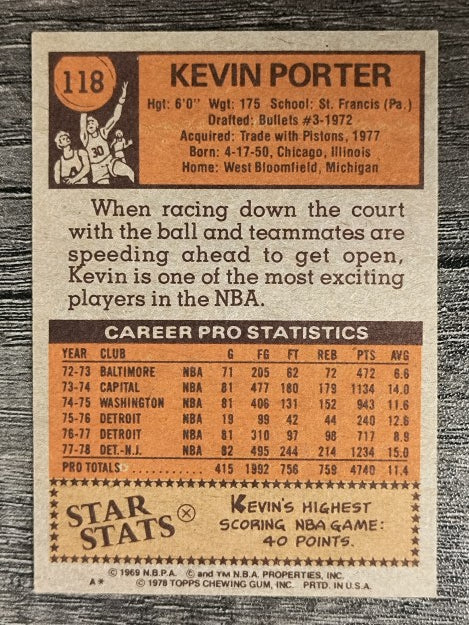 1978-79 Topps #118 Kevin Porter (EX)