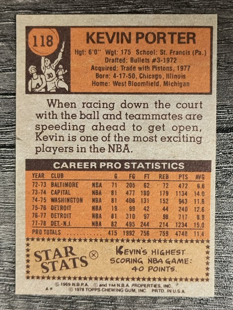 1978-79 Topps #118 Kevin Porter (EX)
