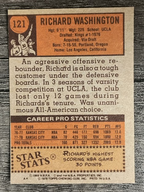 1978-79 Topps #121 Richard Washington (EX)