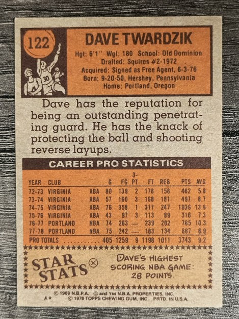 1978-79 Topps #122 Dave Twardzik (EX)
