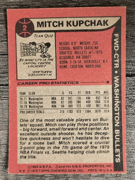 1979-80 Topps #2 Mitch Kupchak (EX)
