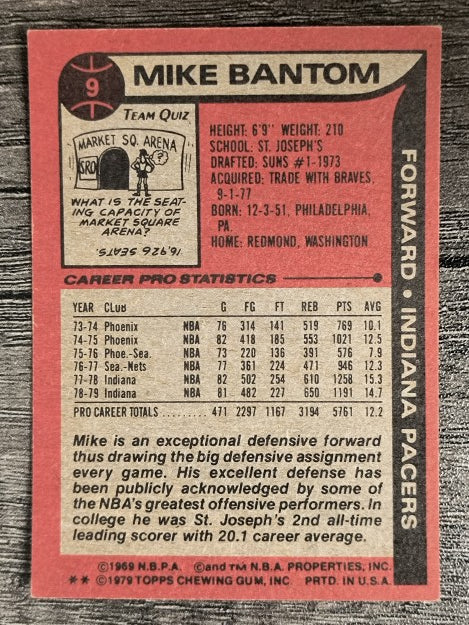 1979-80 Topps #9 Mike Bantom (EX)