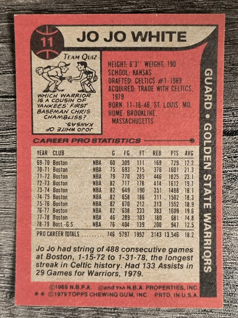 1979-80 Topps #11 Jo Jo White (EX)