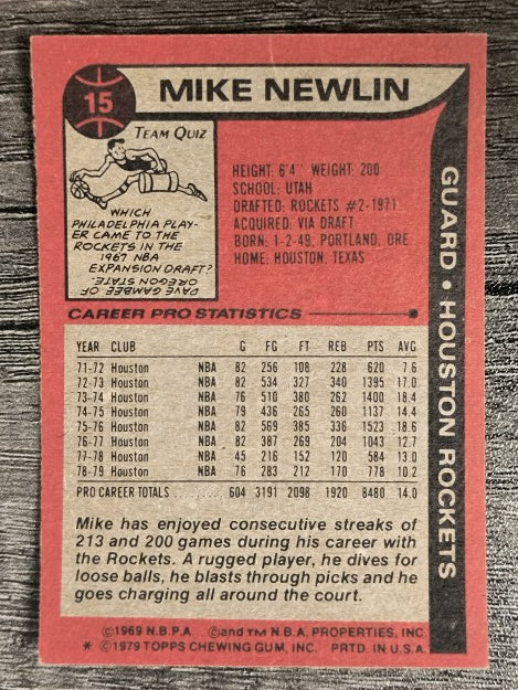 1979-80 Topps #15 Mike Newlin (VG)