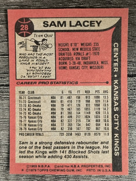 1979-80 Topps #28 Sam Lacey (EXMT)