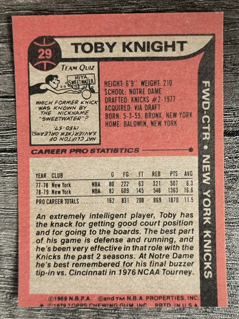 1979-80 Topps #29 Toby Knight (EXMT)