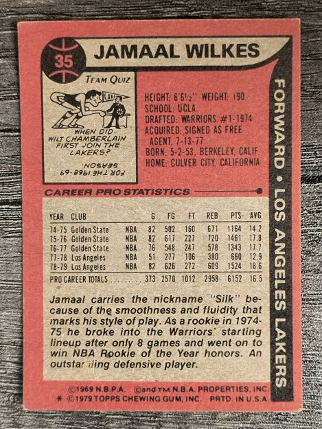 1979-80 Topps #35 Jamaal Wilkes (GOOD)