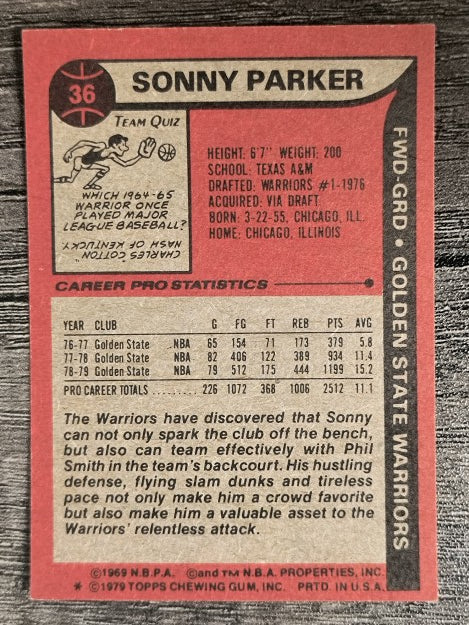 1979-80 Topps #36 Sonny Parker (NM)