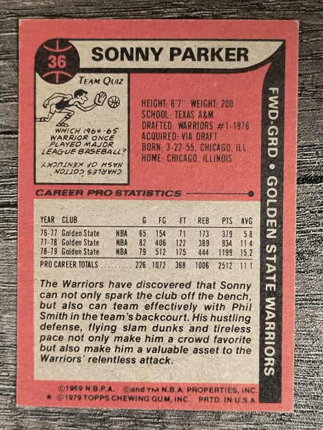 1979-80 Topps #36 Sonny Parker (EX)