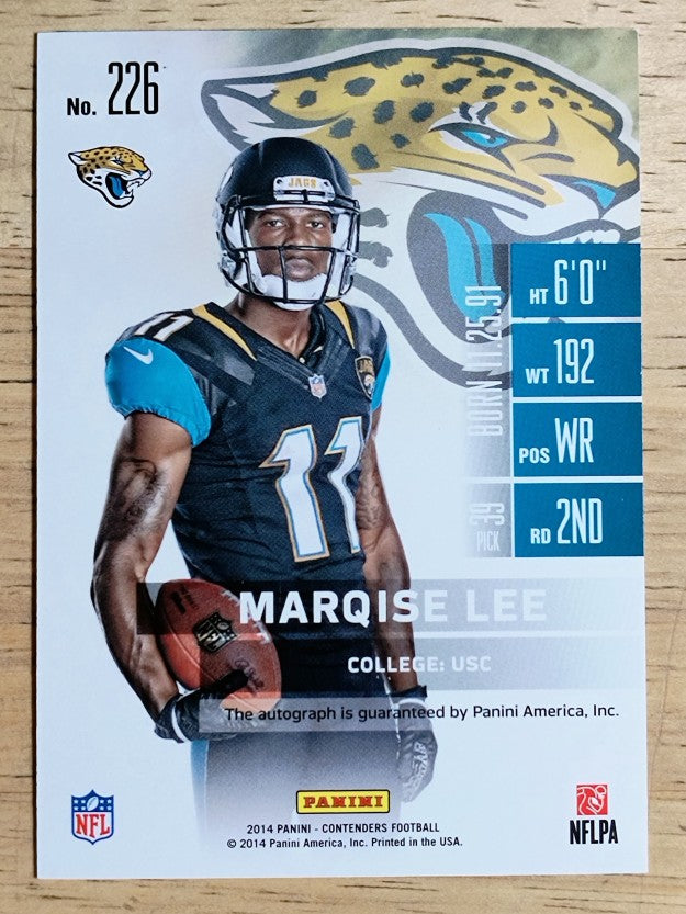 2014 Panini Contenders #226A Marqise Lee AU RC/ball in right arm