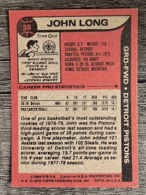 1979-80 Topps #38 John Long RC (EXMT)