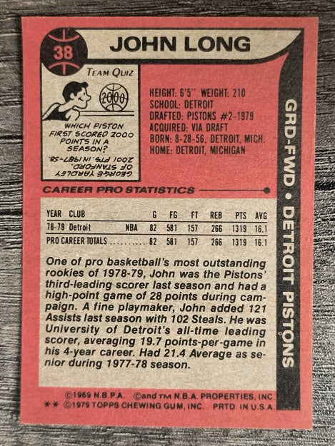 1979-80 Topps #38 John Long RC (EX)