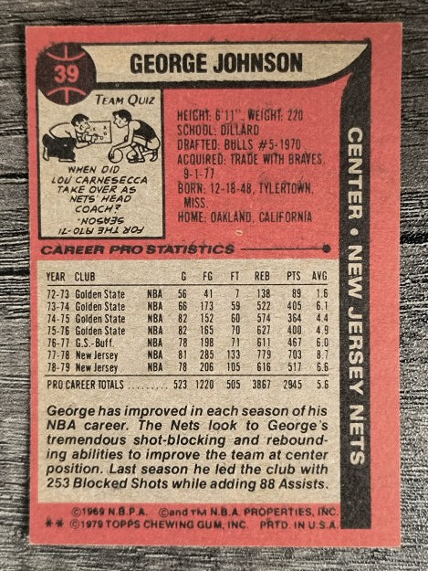 1979-80 Topps #39 George Johnson (EX)
