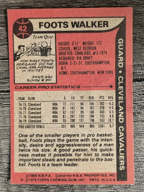 1979-80 Topps #42 Foots Walker (VGEX)