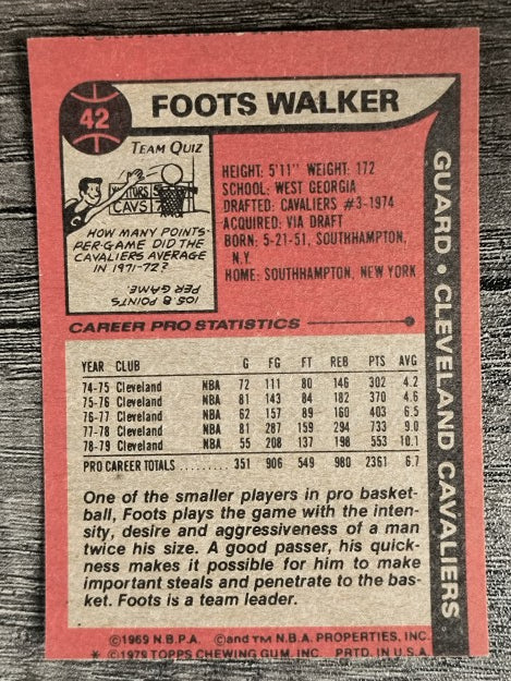 1979-80 Topps #42 Foots Walker (EXMT)