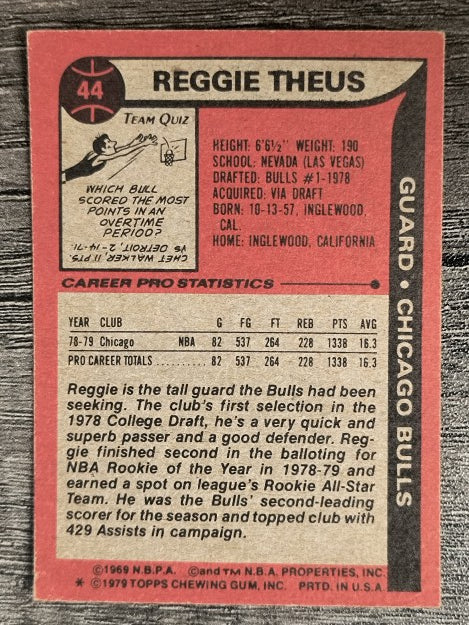 1979-80 Topps #44 Reggie Theus RC (VG)