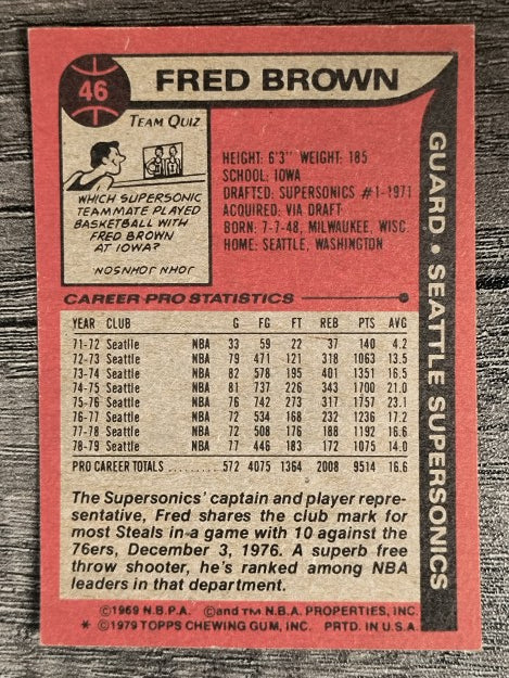 1979-80 Topps #46 Fred Brown (EXMT)