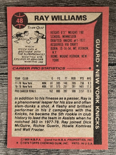 1979-80 Topps #48 Ray Williams (EXMT)