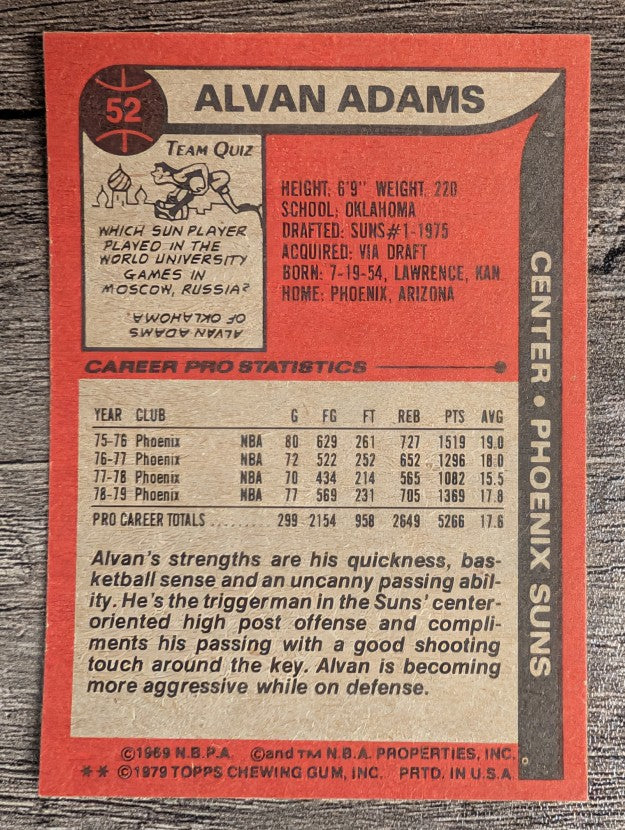 1979-80 Topps #52 Alvan Adams (EXMT)