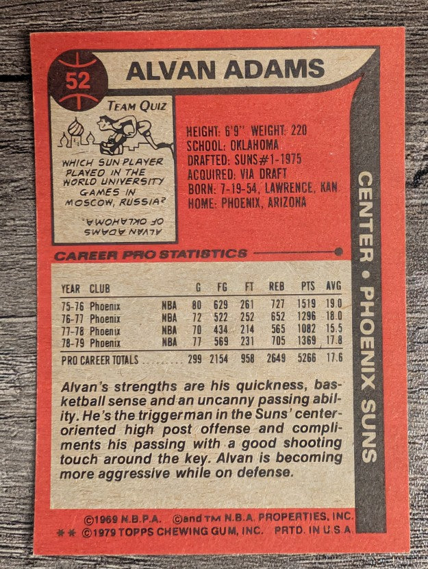 1979-80 Topps #52 Alvan Adams (EXMT)