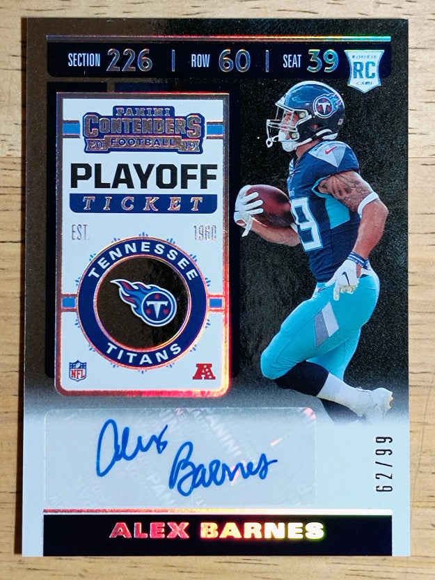 2019 Panini Contenders Playoff Ticket #254 Alex Barnes AU/99