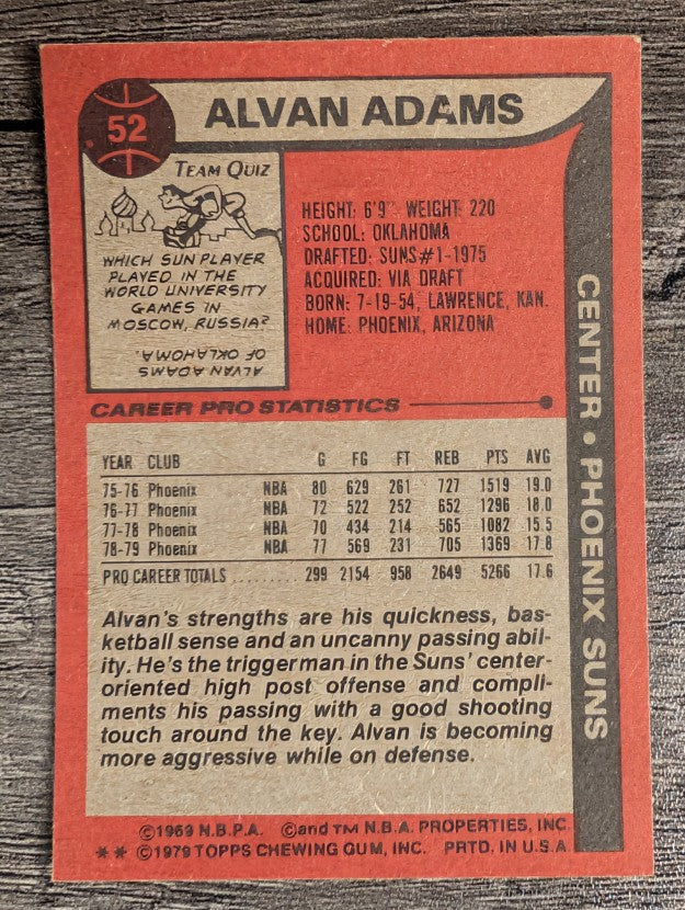 1979-80 Topps #52 Alvan Adams (EXMT)